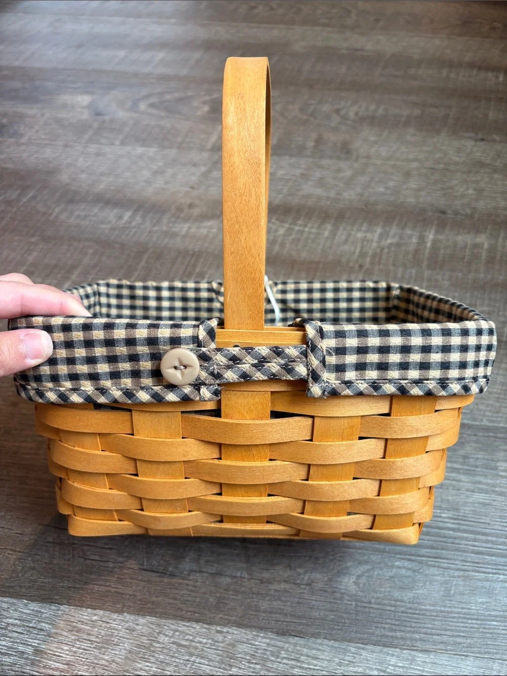 Longaberger Woven Basket Handle Gingham Liner 6”H